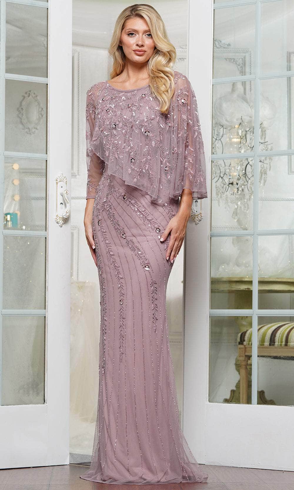 Marsoni by Colors MV1343 - Rhinestone Embellished Column Evening Gown - designer mother of the bride dress at Silhouette Dres