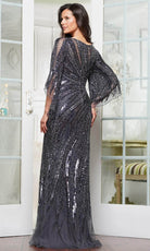 Marsoni by Colors MV1344 - SequinedCape Sleeves Evening Gown - view 4
