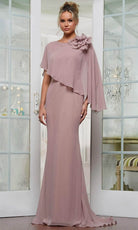 Marsoni by Colors MV1347 - Applique Cape Evening Gown - back view