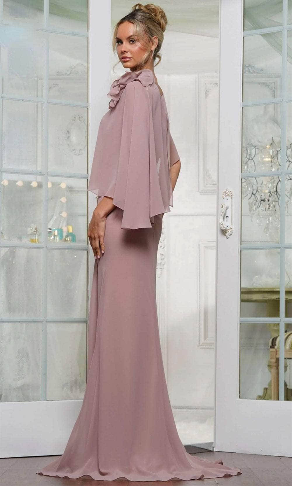 Marsoni by Colors MV1347 - Applique Cape Evening Gown - detail view