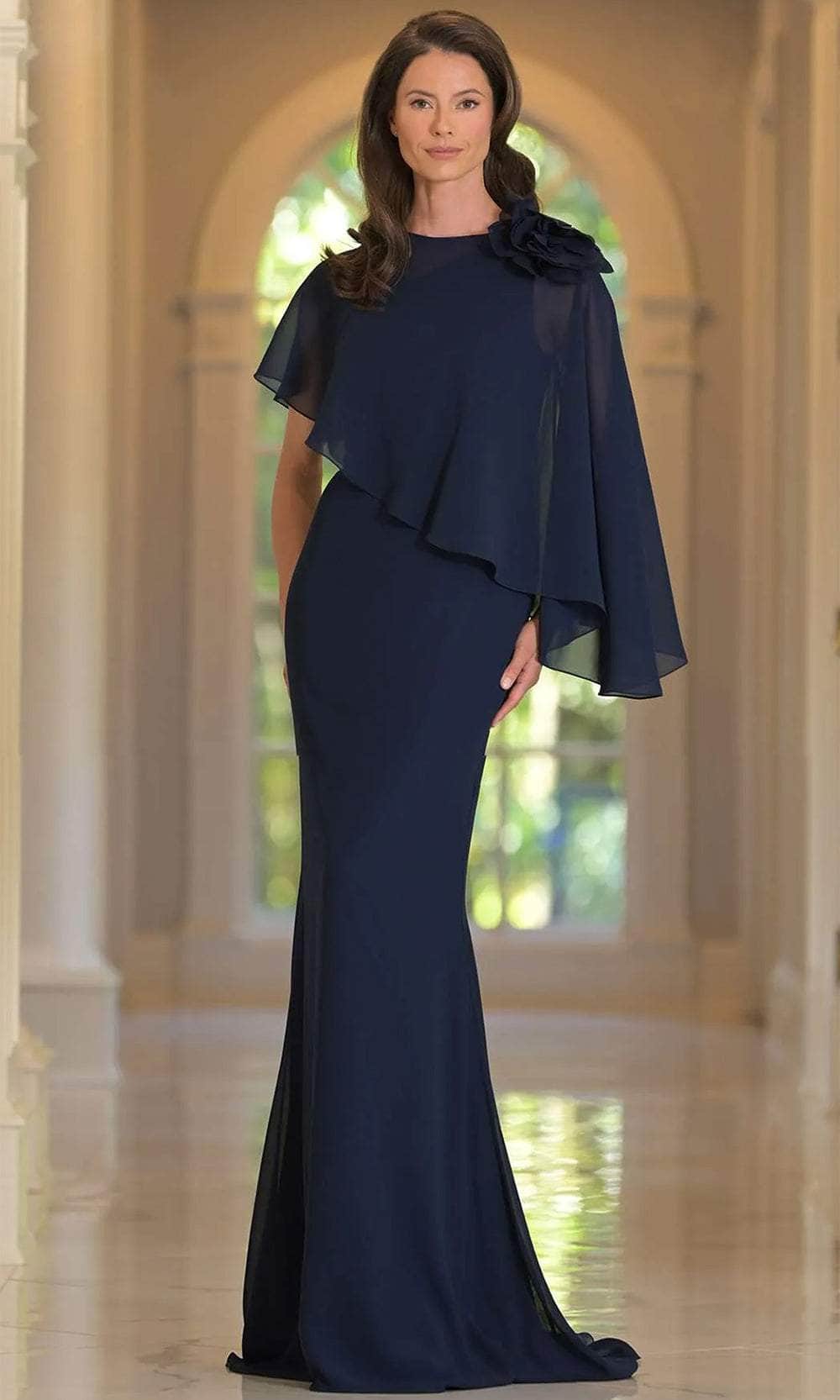 Marsoni by Colors MV1347 - Applique Cape Evening Gown - view 5