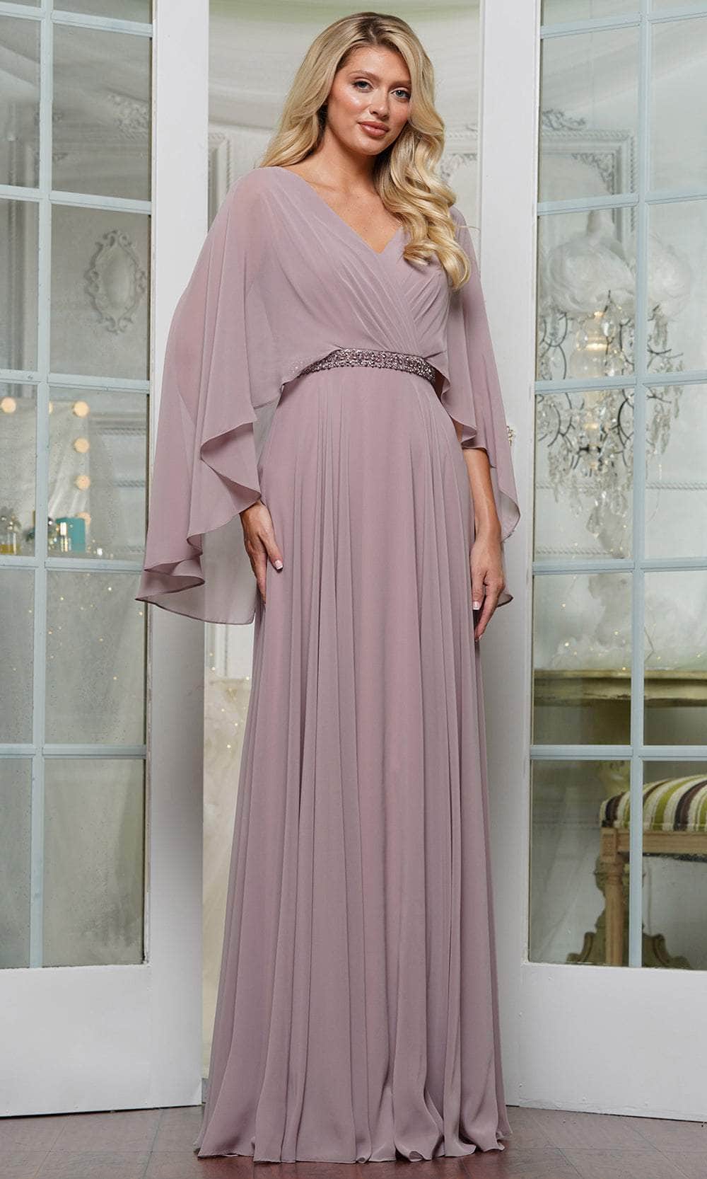 Marsoni by Colors MV1350 - Capelet Surplice V-Neck Formal Gown - detail view