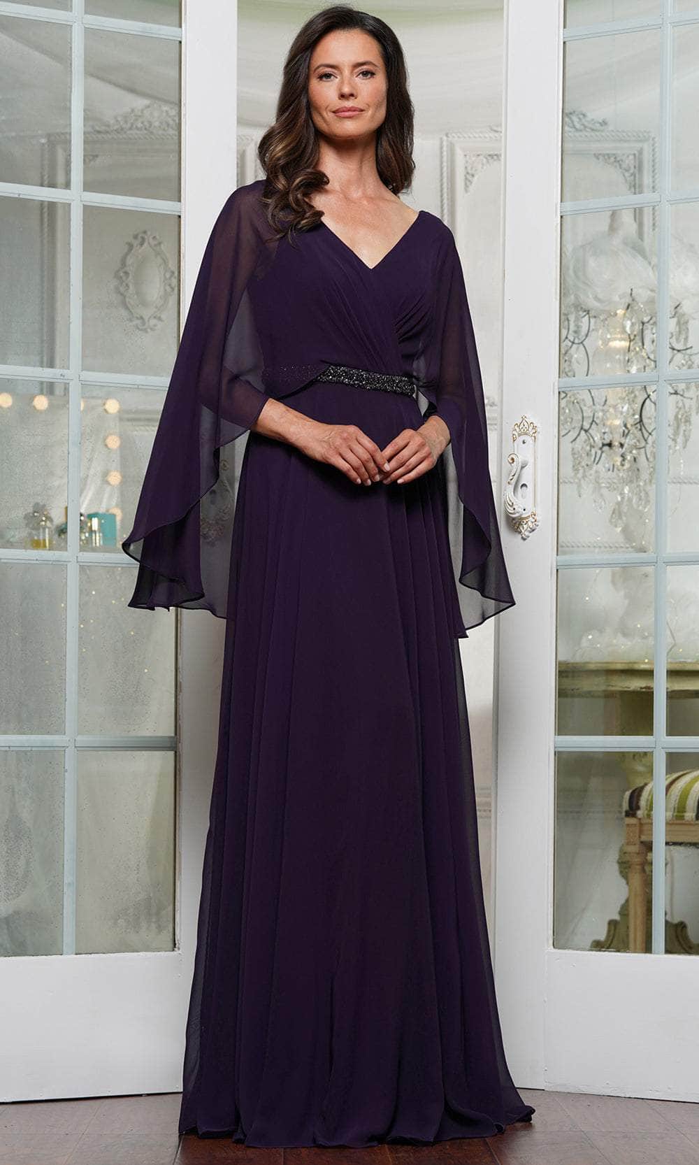 Marsoni by Colors MV1350 - Capelet Surplice V-Neck Formal Gown - designer mother of the bride dress at Silhouette Dresses