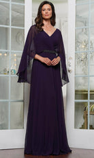 Marsoni by Colors MV1350 - Capelet Surplice V-Neck Formal Gown - designer mother of the bride dress at Silhouette Dresses