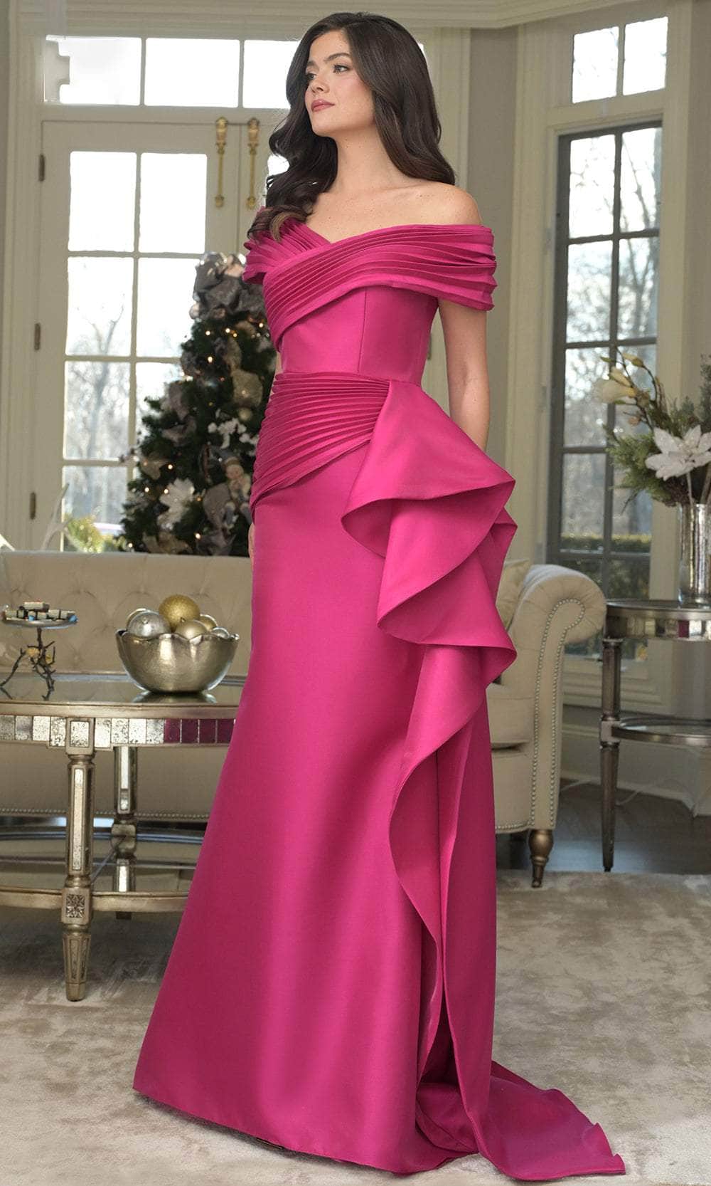 Marsoni by Colors MV1354 - Off Shoulder Ruffle Draped Gown - view 4