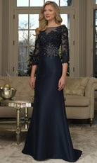 Marsoni by Colors MV1357 - Embroidered Illusion Bodice Gown - designer mother of the bride dress at Silhouette Dresses