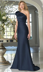 Marsoni by Colors MV1358 - Ruched Bodice One Shoulder Gown - back view