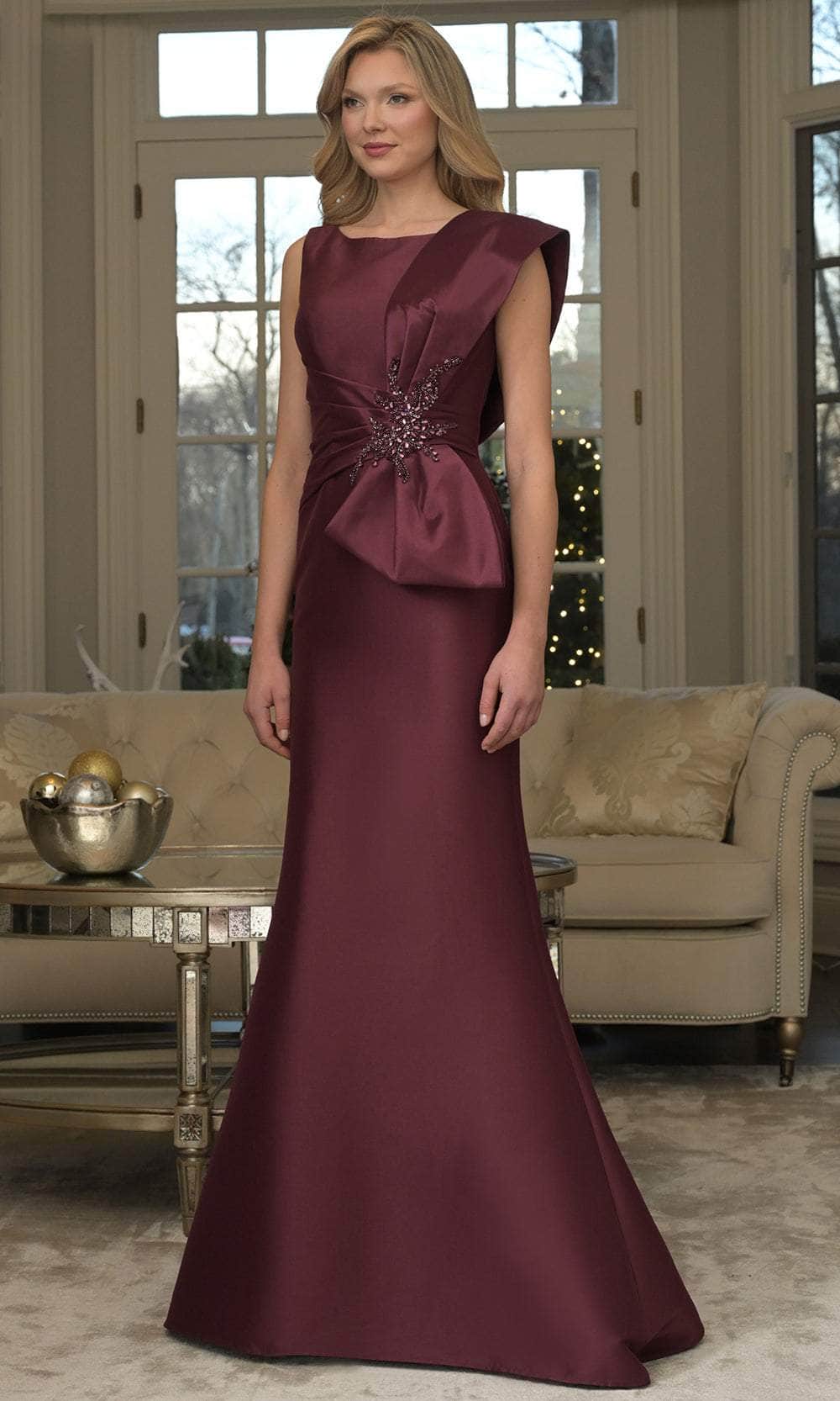 Marsoni by Colors MV1359 - Bateau Neckline Gown with Beaded Detail - back view