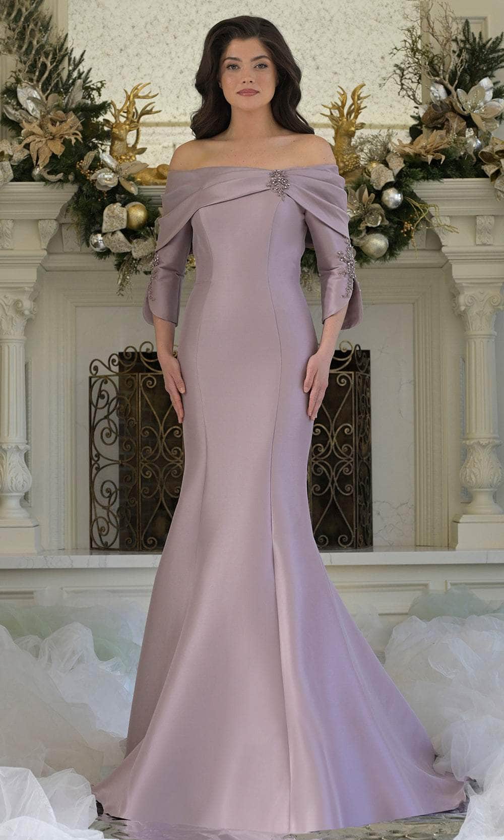 Marsoni by Colors MV1360 - Elegant Off-Shoulder Floor-Length Gown - designer mother of the bride dress at Silhouette Dresses