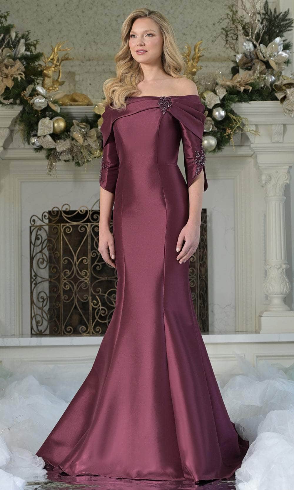 Marsoni by Colors MV1360 - Elegant Off-Shoulder Floor-Length Gown - view 4
