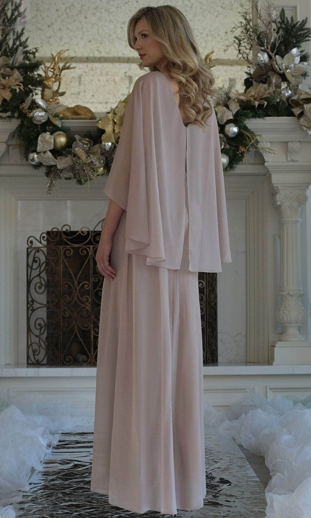 Marsoni by Colors MV1361 - Cape Sleeve Beaded Waist Gown - detail view