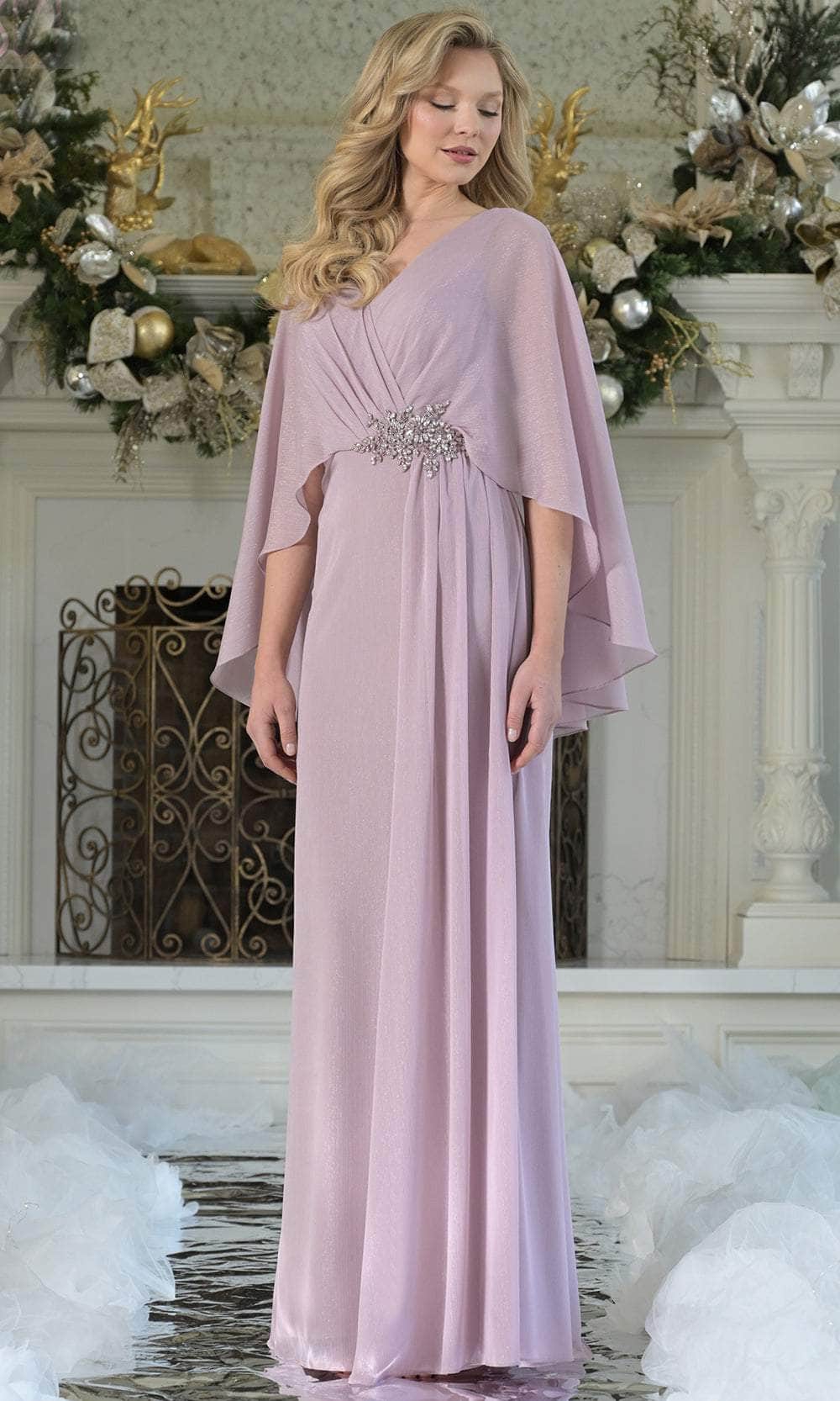 Marsoni by Colors MV1361 - Cape Sleeve Beaded Waist Gown - view 4