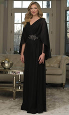 Marsoni by Colors MV1361 - Cape Sleeve Beaded Waist Gown - designer mother of the bride dress at Silhouette Dresses
