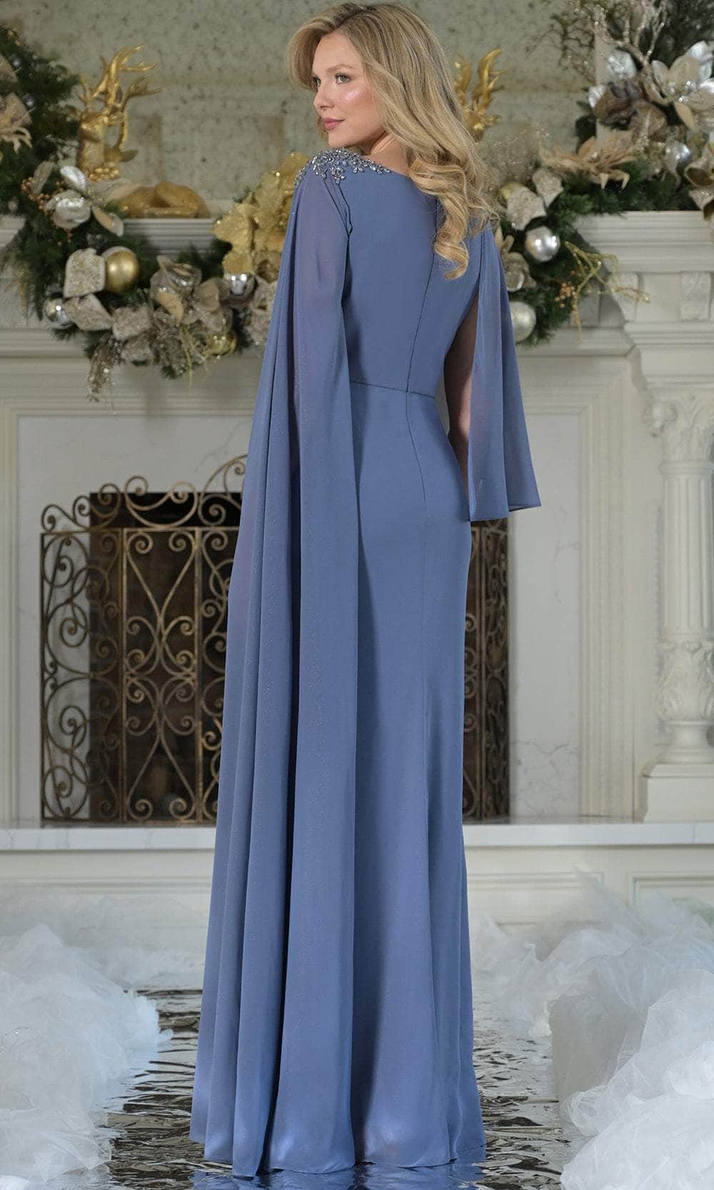 Marsoni by Colors MV1362 - Draped Long Cape Sleeve Gown - detail view