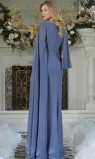 Marsoni by Colors MV1362 - Draped Long Cape Sleeve Gown - detail view