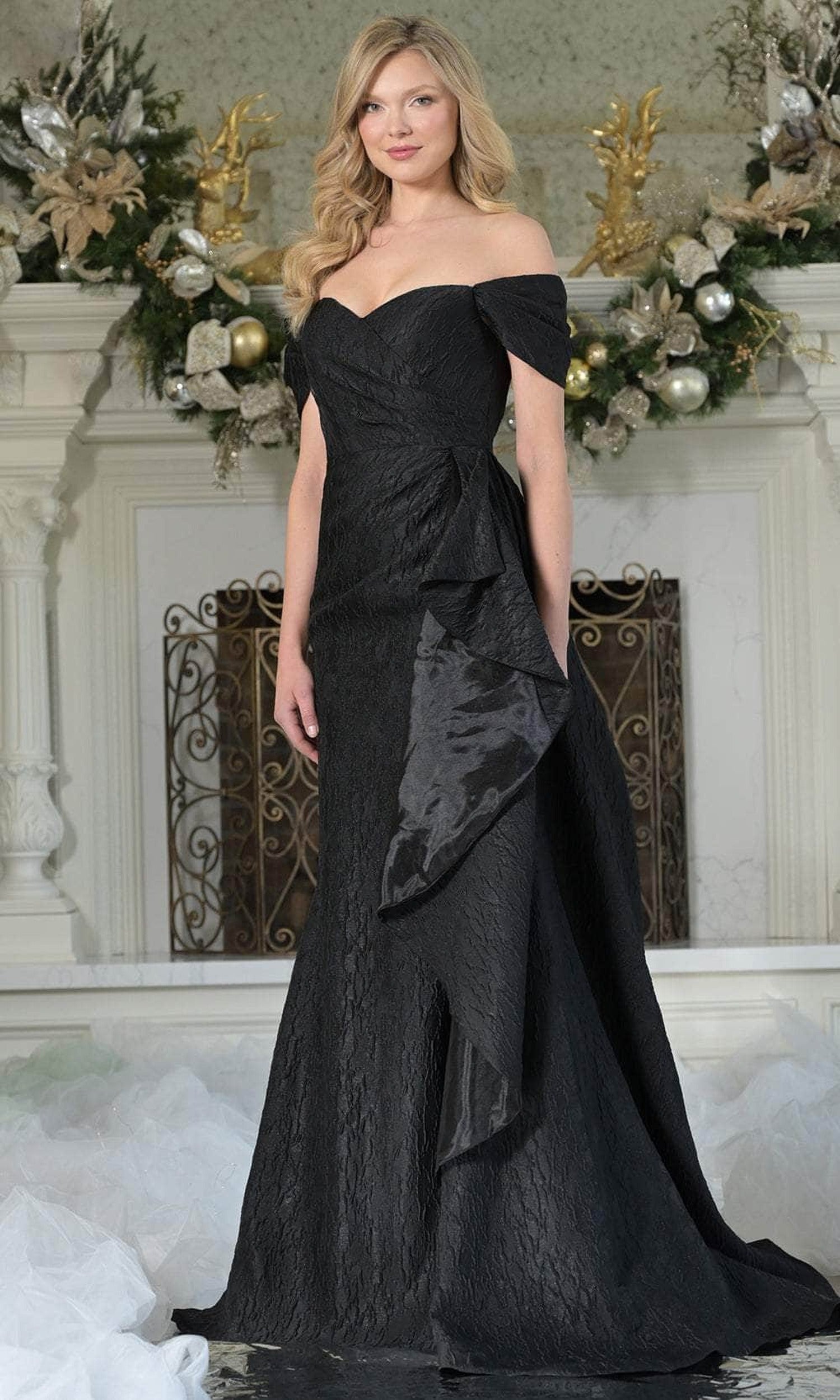 Marsoni by Colors MV1365 - Off Shoulder Textured Sheath Gown