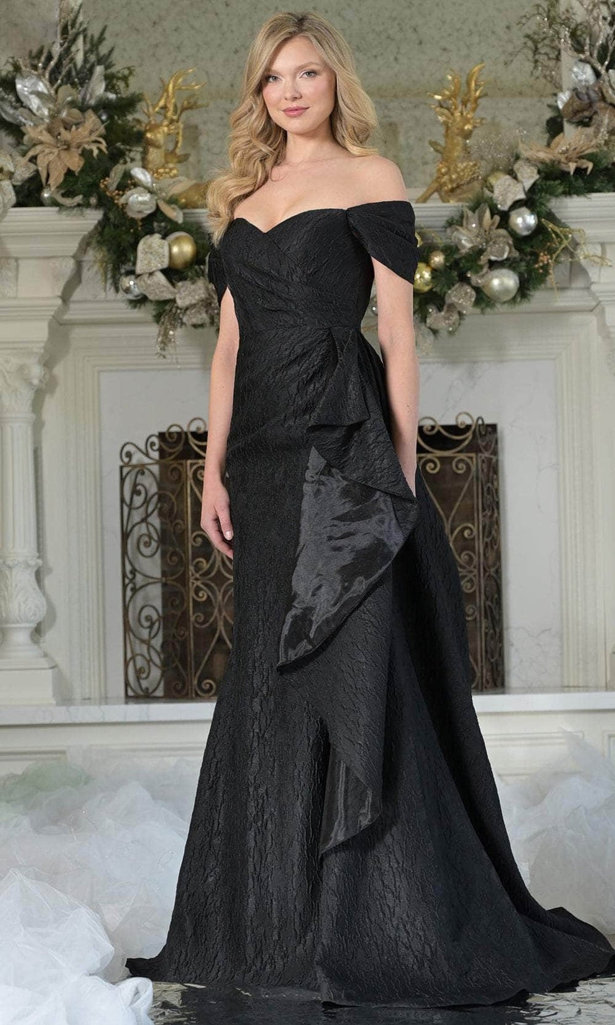 Marsoni by Colors MV1365 - Off Shoulder Textured Sheath Gown