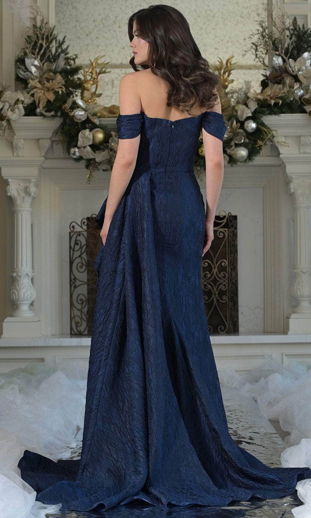 Marsoni by Colors MV1365 - Off Shoulder Textured Sheath Gown - detail view
