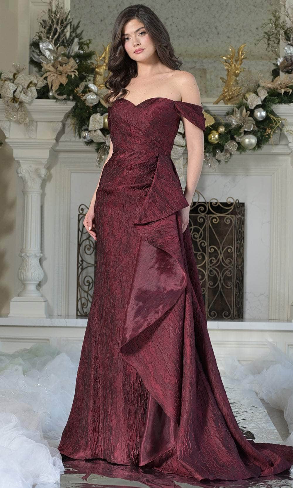 Marsoni by Colors MV1365 - Off Shoulder Textured Sheath Gown - view 4