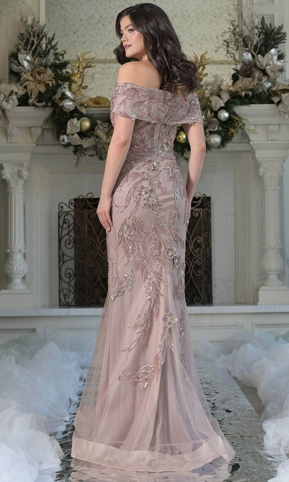 Marsoni by Colors MV1372 - Beaded Off Shoulder Evening Gown - detail view