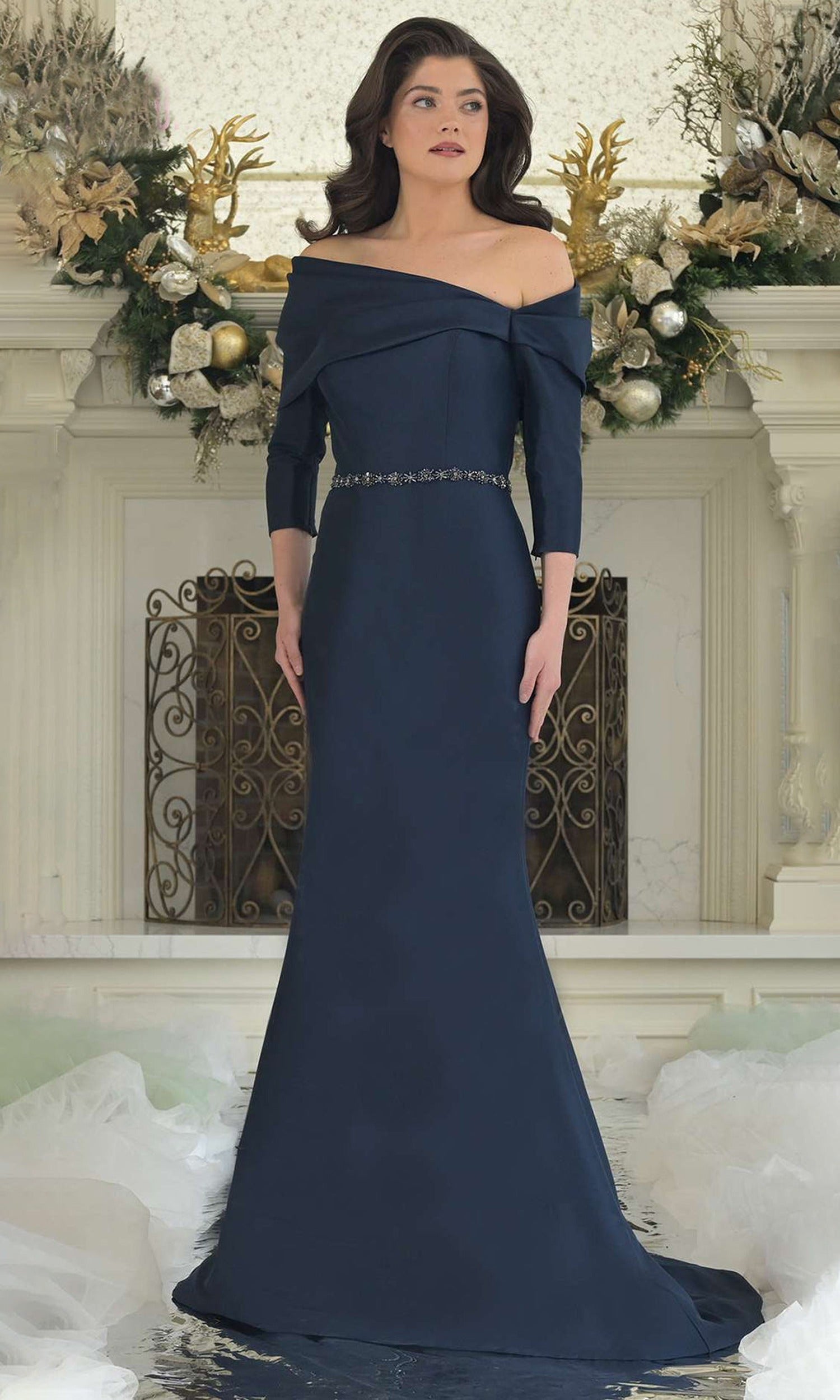 Marsoni by Colors MV1375 - Off Shoulder Asymmetric Formal Gown