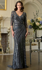 Marsoni by Colors MV1380 - Beaded Embellished Long Sheath Gown - Silhouette Dresses