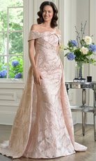 Marsoni by Colors MV1382 - Off Shoulder Jacquard Gown with Overskirt