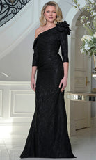 Marsoni by Colors MV1399 - Asymmetric Leaf Textured Long Dress - Silhouette Dresses