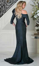 Marsoni by Colors MV1399 - Asymmetric Leaf Textured Long Dress - Silhouette Dresses