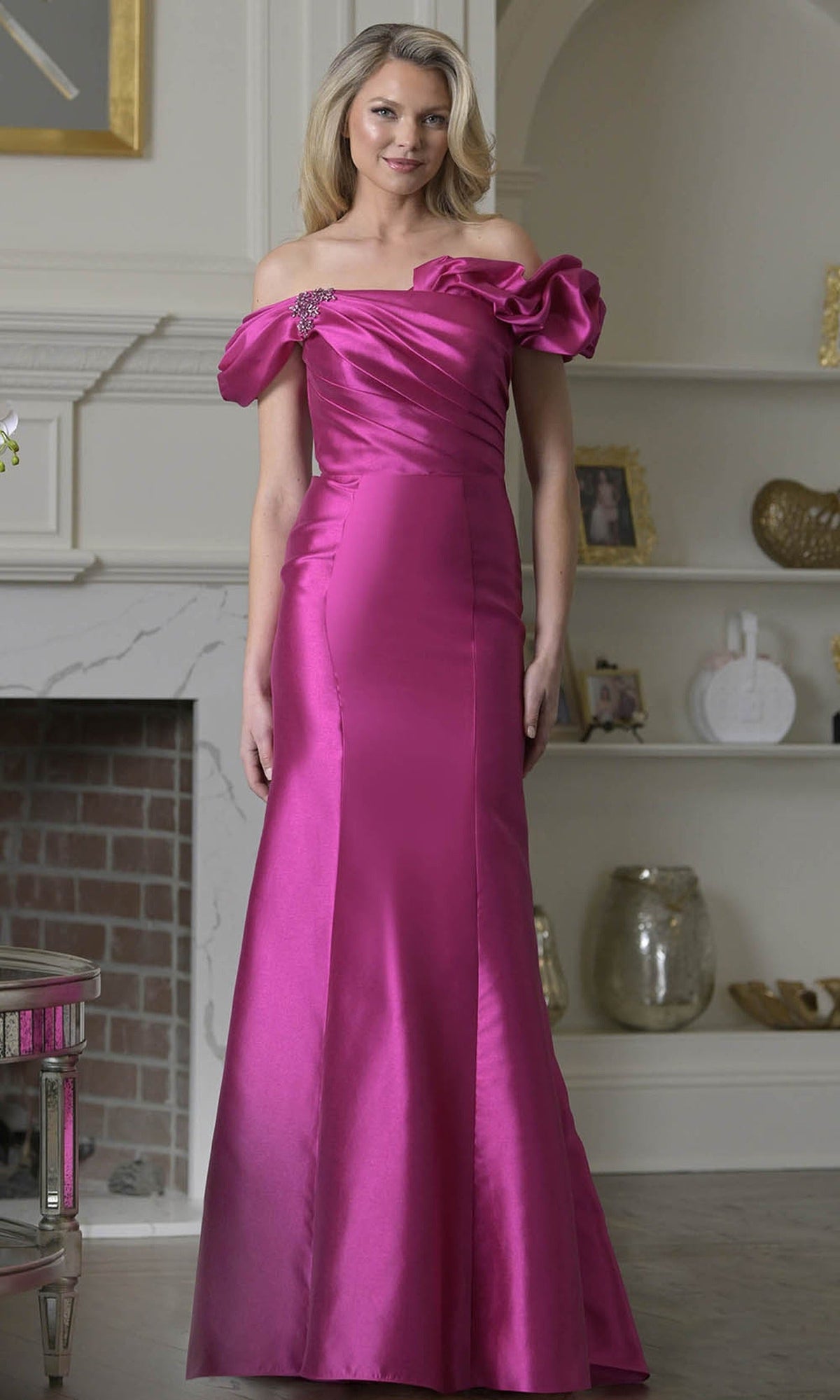 Marsoni by Colors MV1407 - Off Shoulder Draped Mermaid Dress