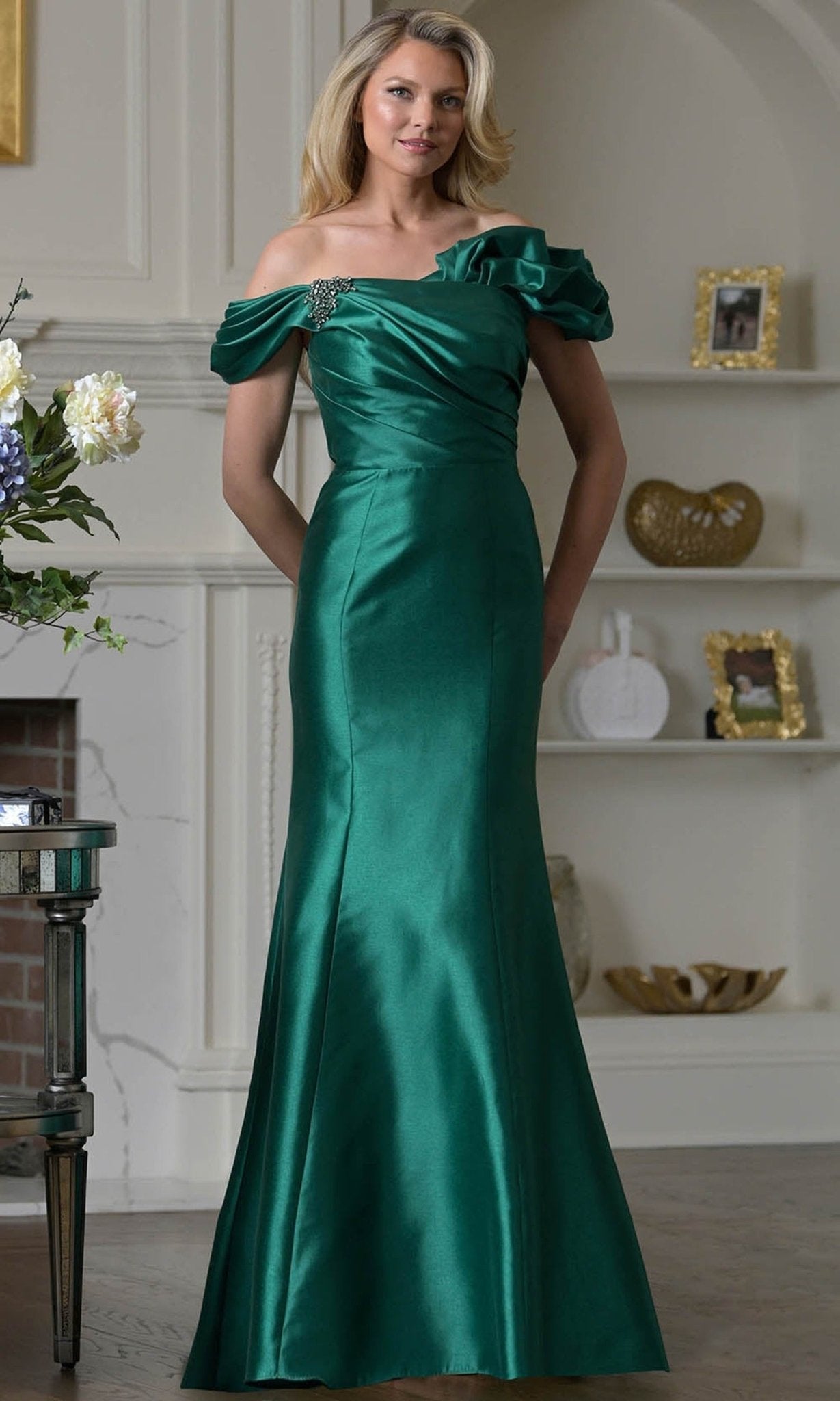 Marsoni by Colors MV1407 - Off Shoulder Draped Mermaid Dress - Silhouette Dresses