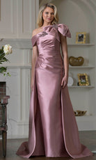 Marsoni by Colors MV1408 - Shoulder Bow Accent Overskirt Formal Dress
