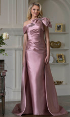 Marsoni by Colors MV1408 - Shoulder Bow Accent Overskirt Formal Dress - Silhouette Dresses