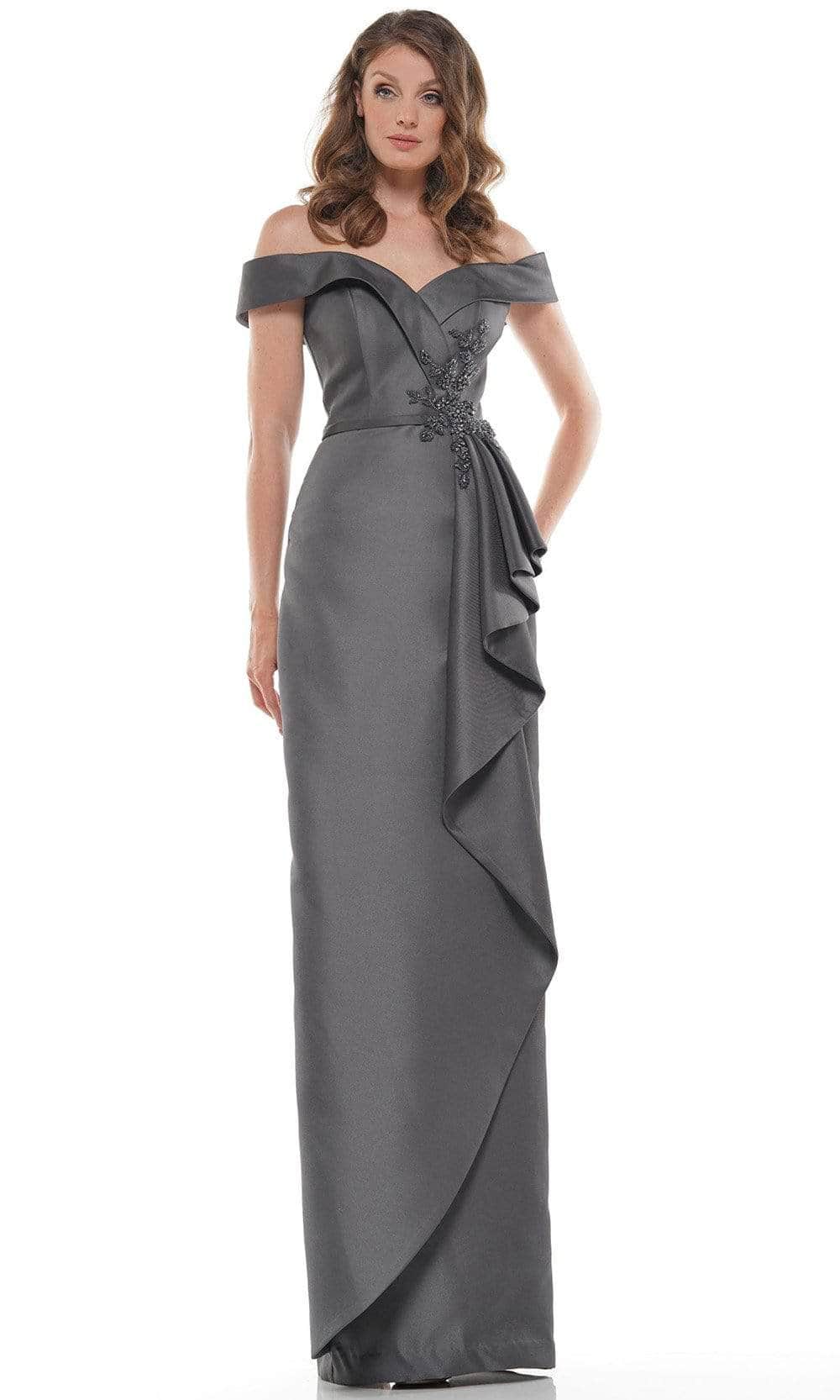 Marsoni by Colors - Ruffle Sheath Evening Dress MV1087 - designer mother of the bride dress at Silhouette Dresses