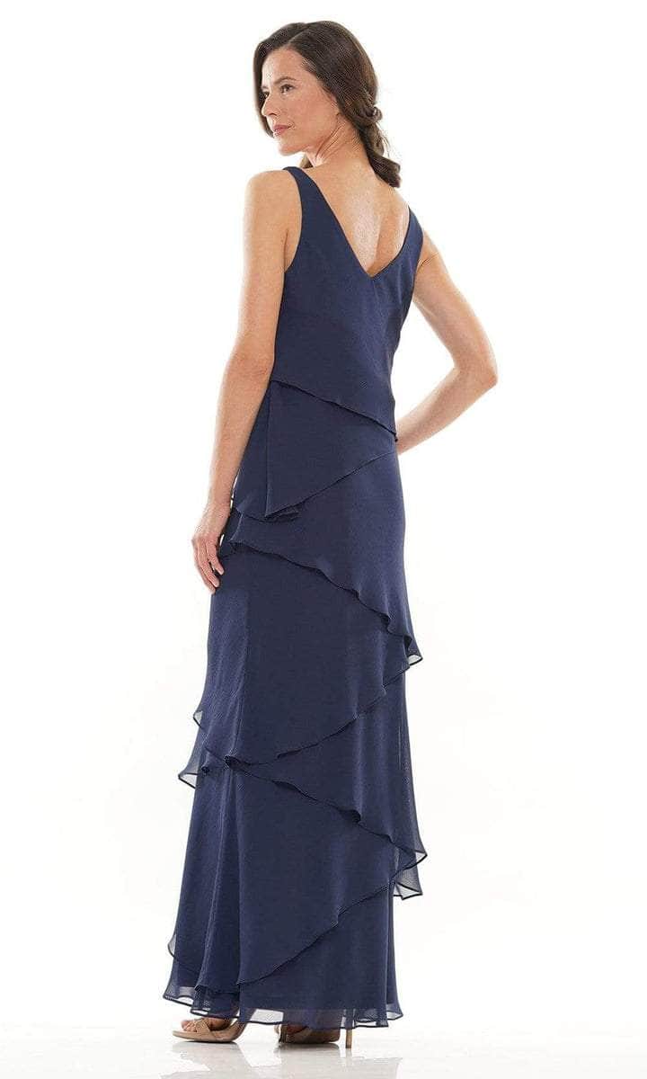Marsoni by Colors - Tiered Chiffon Formal Dress With Jacket M309 - back view
