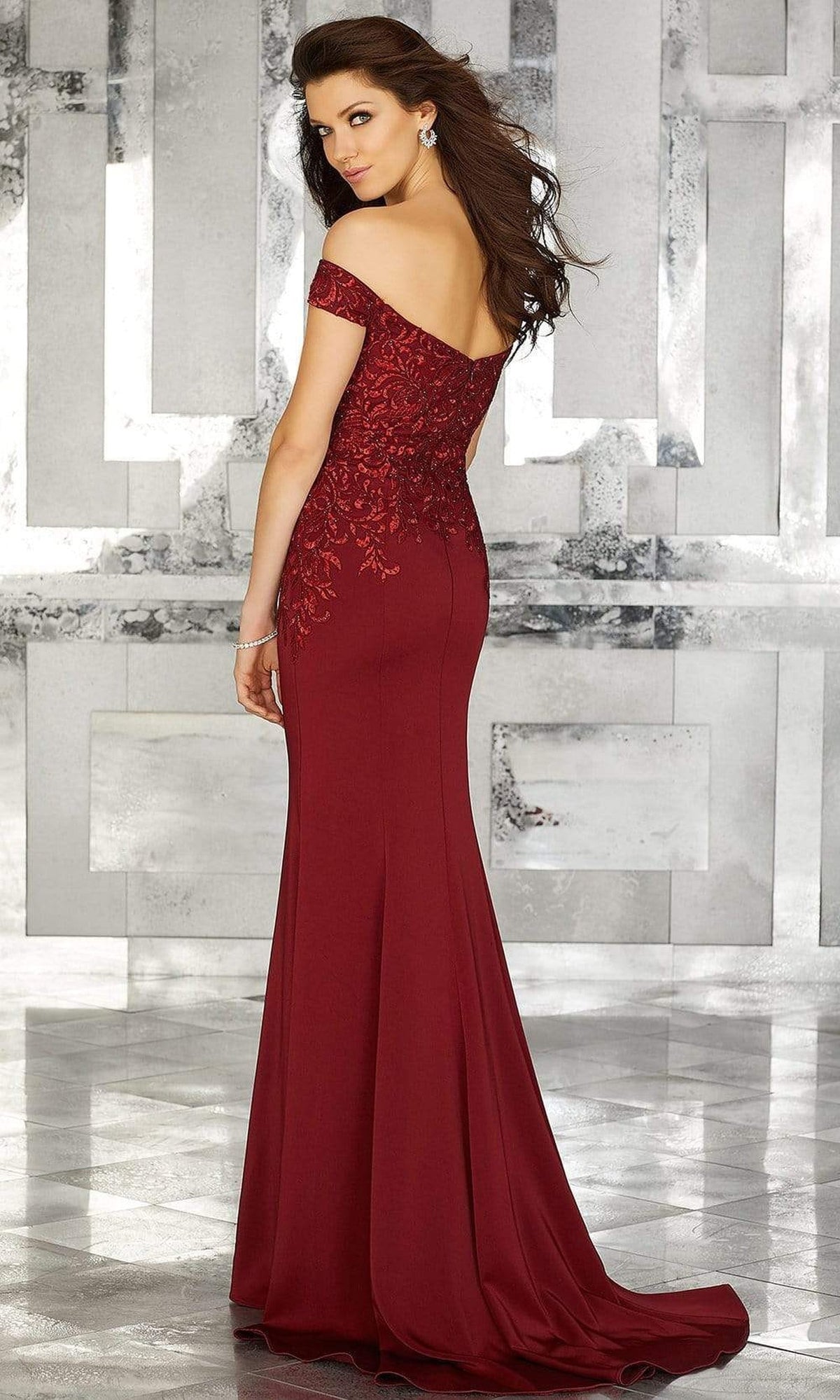 MGNY By Mori Lee - 71616 Embroidered Off-Shoulder Trumpet Dress