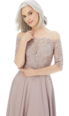 MGNY By Mori Lee - 72220 Off Shoulder Embroidered Lace Crepe Gown