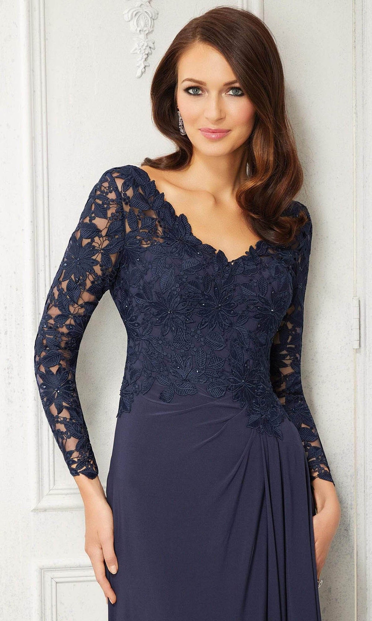 MGNY By Mori Lee - 72418 V-Neck Sheath Evening Dress