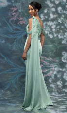 MGNY By Mori Lee 2070004 - Asymmetric Crepe Gown with Long Cape