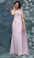 MGNY By Mori Lee 2070004 - Asymmetric Crepe Gown with Long Cape