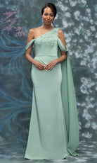 MGNY By Mori Lee 2070004 - Asymmetric Crepe Gown with Long Cape