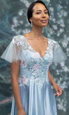 MGNY By Mori Lee 2070006 - Flutter Sleeve Satin Embellished Gown