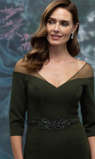 MGNY By Mori Lee 2070013 - Three-Quarter Sleeve Crepe Column Gown