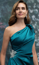 MGNY By Mori Lee 2070014 - Asymmetric Neck Satin Sheath Gown