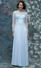MGNY By Mori Lee 2070015 - Embroidered Applique High Neck Formal Gown