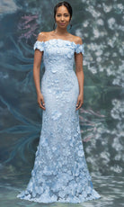 MGNY By Mori Lee 2070016 - Floral Applique Off Shoulder Formal Gown