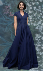 MGNY By Mori Lee 2070018 - Collar V-Neckline Beaded Applique Gown