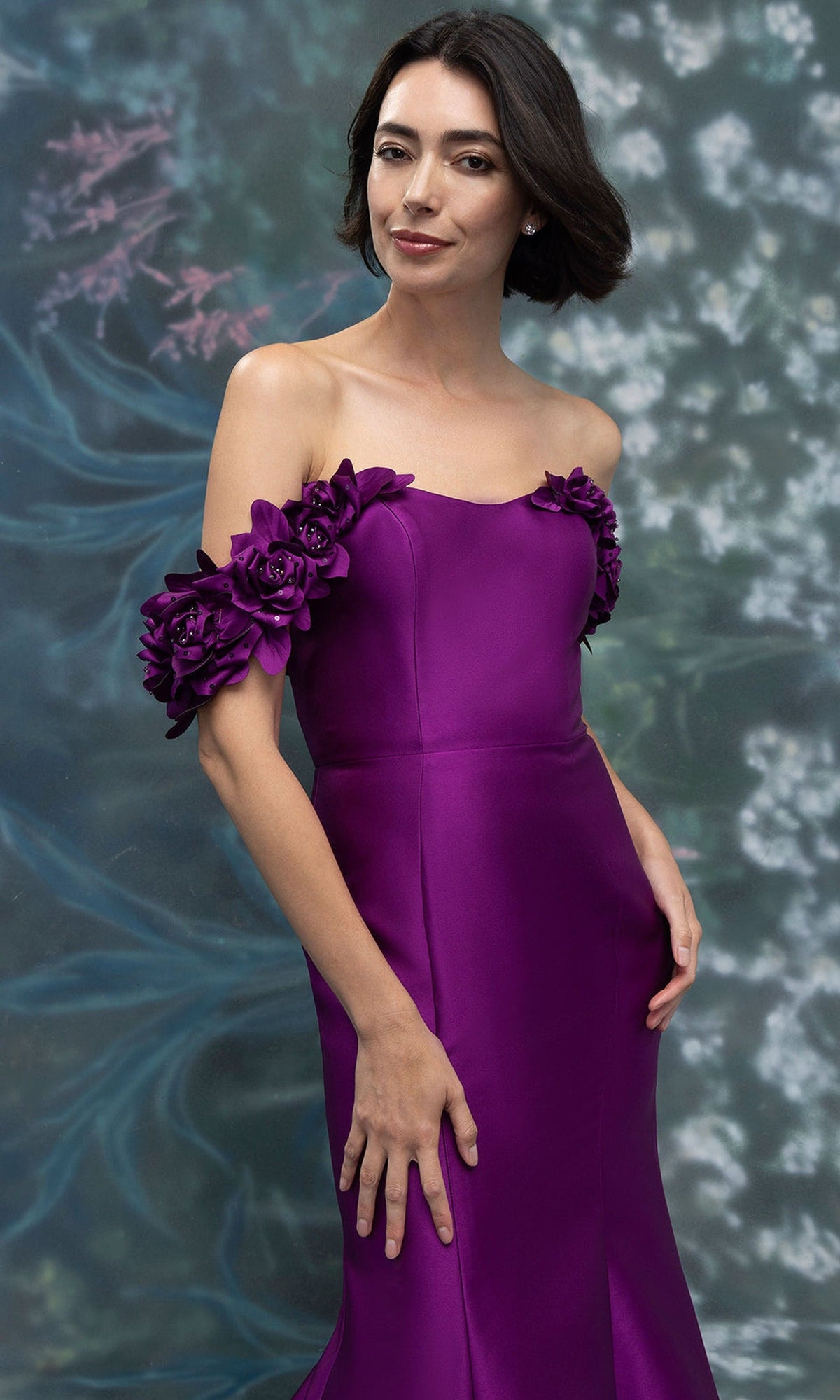 MGNY By Mori Lee 2070019 - 3D Floral Sleeve Mermaid Formal Gown
