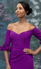 MGNY By Mori Lee 2070026 - Ruffled Cuff Off Shoulder Crepe Gown