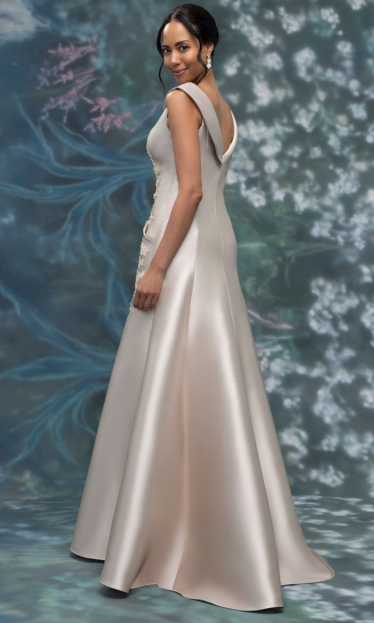 MGNY By Mori Lee 2070030 - Beaded Applique Mikado Bateau Gown